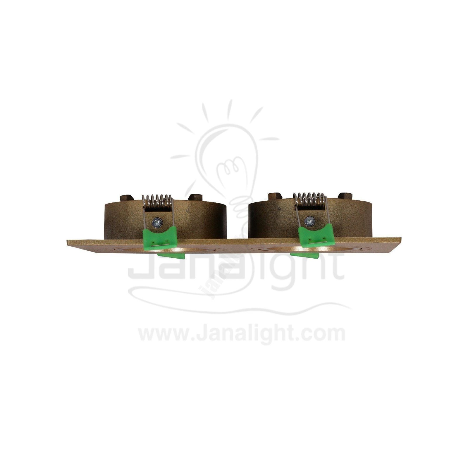 سبوت لايت فارغ متحرك مستطيل 2 عين بلاستك ذهبي جنى لايت JN406 Double square gold Spotlight frame